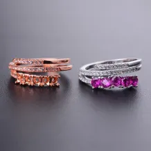 925 Sterling Silver Gold-Plated Minimalist Braided Band Ring Setting for 3x3mm Round Stones