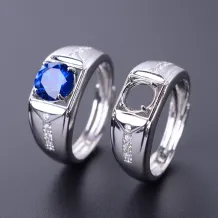 925 Sterling Silver Gold-Plated Minimalist Men's Ring Setting for 7 8mm Round Cubic Zirconia (CZ)