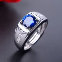 925 Sterling Silver Gold-Plated Minimalist Men's Ring Setting for 7 8mm Round Cubic Zirconia (CZ)