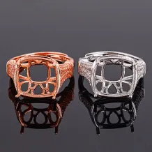 925 Sterling Silver Gold-Plated Minimalist Ring Setting for 12x12mm Square Cabochon