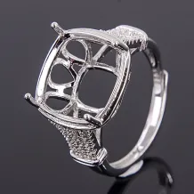 925 Sterling Silver Gold-Plated Minimalist Ring Setting for 12x12mm Square Cabochon