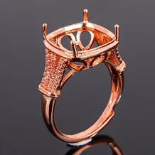 925 Sterling Silver Gold-Plated Minimalist Ring Setting for 12x12mm Square Cabochon