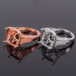 925 Sterling Silver Gold-Plated Minimalist Ring Setting for 12x12mm Square Cabochon