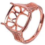 925 Sterling Silver Gold-Plated Minimalist Ring Setting for 12x12mm Square Cabochon