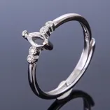 925 Sterling Silver Gold-Plated Minimalist Ring Setting for 3x6mm Marquise Cabochon