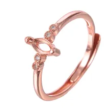 925 Sterling Silver Gold-Plated Minimalist Ring Setting for 3x6mm Marquise Cabochon