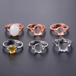 925 Sterling Silver Gold-Plated Minimalist Ring Setting for Oval Cabochon (6x8mm to 10x14mm)