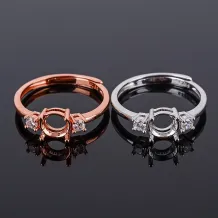 925 Sterling Silver Gold-Plated Minimalist Ring Setting for Round Cabochon