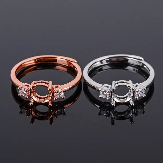 925 Sterling Silver Gold-Plated Minimalist Ring Setting for Round Cabochon