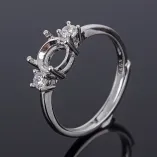 925 Sterling Silver Gold-Plated Minimalist Ring Setting for Round Cabochon