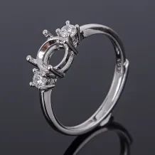 925 Sterling Silver Gold-Plated Minimalist Ring Setting for Round Cabochon