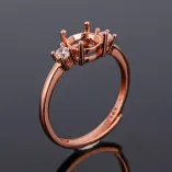 925 Sterling Silver Gold-Plated Minimalist Ring Setting for Round Cabochon