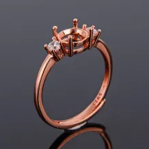 925 Sterling Silver Gold-Plated Minimalist Ring Setting for Round Cabochon