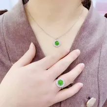 925 Sterling Silver Gold-Plated Rectangular Halo Setting Set 7-Piece 3mm Round Gemstones for Ring &amp; Pendant