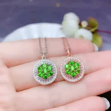 925 Sterling Silver Gold-Plated Rectangular Halo Setting Set 7-Piece 3mm Round Gemstones for Ring &amp; Pendant