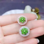 925 Sterling Silver Gold-Plated Rectangular Halo Setting Set 7-Piece 3mm Round Gemstones for Ring & Pendant