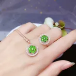 925 Sterling Silver Gold-Plated Rectangular Halo Setting Set 7-Piece 3mm Round Gemstones for Ring & Pendant