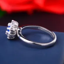 925 Sterling Silver Gold Plated ring empty stone For 5x5mm Round Cubic Zirconia