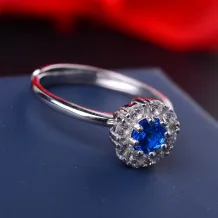 925 Sterling Silver Gold Plated ring empty stone For 5x5mm Round Cubic Zirconia