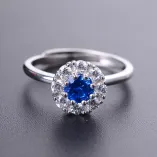 925 Sterling Silver Gold Plated ring empty stone For 5x5mm Round Cubic Zirconia