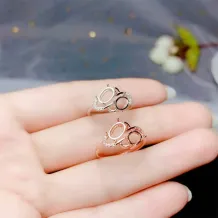 925 Sterling Silver Gold Plated Ring Mount For Oval 5x7mm Gemstones