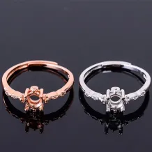 925 Sterling Silver Gold Plated Ring Mount For Round 5x5mm Ring Holder