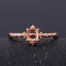 925 Sterling Silver Gold Plated Ring Mount For Round 5x5mm Ring Holder