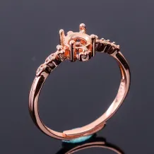 925 Sterling Silver Gold Plated Ring Mount For Round 5x5mm Ring Holder