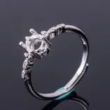 925 Sterling Silver Gold Plated Ring Mount For Round 5x5mm Ring Holder