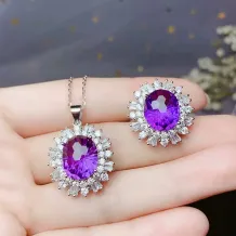 925 Sterling Silver Gold-Plated Ring &amp; Pendant Setting For 10x12mm Oval Jade/Colored Gemstones/Crystal