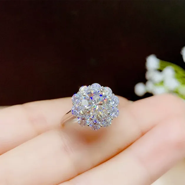 925 Sterling Silver Gold Plated Ring & Pendant Setting For 6.5mm/8mm/9mm Round Moissanite