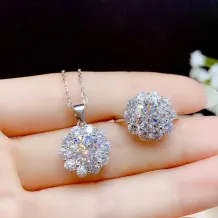 925 Sterling Silver Gold Plated Ring &amp; Pendant Setting For 6.5mm/8mm/9mm Round Moissanite