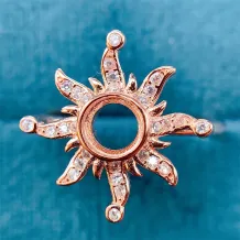 925 Sterling Silver Gold Plated Ring Prong Setting For Round 5*5mm Colored Gemstones