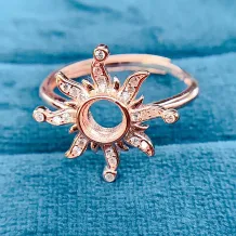 925 Sterling Silver Gold Plated Ring Prong Setting For Round 5*5mm Colored Gemstones