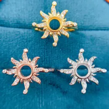 925 Sterling Silver Gold Plated Ring Prong Setting For Round 5*5mm Colored Gemstones