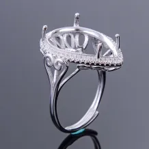 925 Sterling Silver Gold-Plated Ring Setting for 15x20mm Pear-Shaped Colored Gemstone