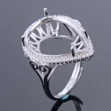 925 Sterling Silver Gold-Plated Ring Setting for 15x20mm Pear-Shaped Colored Gemstone