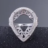 925 Sterling Silver Gold-Plated Ring Setting for 15x20mm Pear-Shaped Colored Gemstone