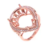 925 Sterling Silver Gold-Plated Ring Setting for 15x20mm Pear-Shaped Colored Gemstone