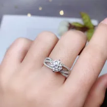 925 Sterling Silver Gold Plated Ring Setting For 6.5mm (1ct) Round Moissanite