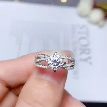 925 Sterling Silver Gold Plated Ring Setting For 6.5mm (1ct) Round Moissanite