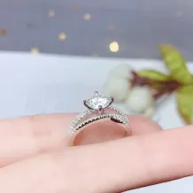 925 Sterling Silver Gold Plated Ring Setting For 6.5mm (1ct) Round Moissanite