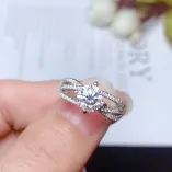 925 Sterling Silver Gold Plated Ring Setting For 6.5mm (1ct) Round Moissanite
