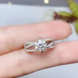 925 Sterling Silver Gold Plated Ring Setting For 6.5mm (1ct) Round Moissanite