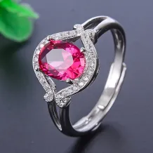 925 Sterling Silver Gold-Plated Ring Setting for 6x8mm Oval Jade, Tourmaline &amp; Topaz