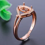 925 Sterling Silver Gold-Plated Ring Setting for 6x8mm Oval Jade, Tourmaline & Topaz