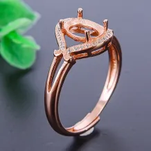 925 Sterling Silver Gold-Plated Ring Setting for 6x8mm Oval Jade, Tourmaline &amp; Topaz