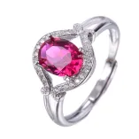 925 Sterling Silver Gold-Plated Ring Setting for 6x8mm Oval Jade, Tourmaline & Topaz