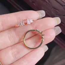 925 Sterling Silver Gold Plated Ring Setting - Oval 4x6mm for Ruby/Sapphire/Emerald