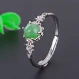 925 Sterling Silver Gold-Plated Ring Setting with Solid Back for 6x6mm Round Jade & Nephrite